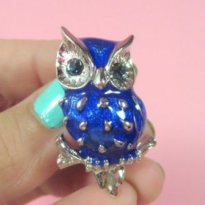 Vintage Blue Owl Brooch